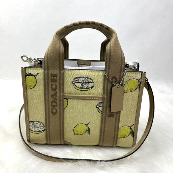 Coach Smith Tote Bag 24 Crossbody With Lemon Print In Canvas/Garden Glade CAR79